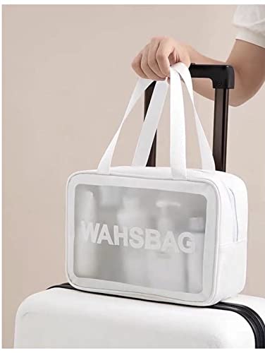 Image of Handcuffs Makeup Pouch with Carry Handle | Wash Bags | Cosmetic Organizer | Toiletry Bag | Vanity Case | Make Up Handbag | Grooming | Travel | Portable | Accessories | Washbag (White)