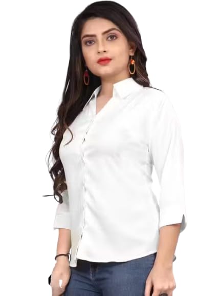 Women’s Cotton Blend Solid Shirt – Stylish Collar Neck-P Green-E1_P5-picture-22