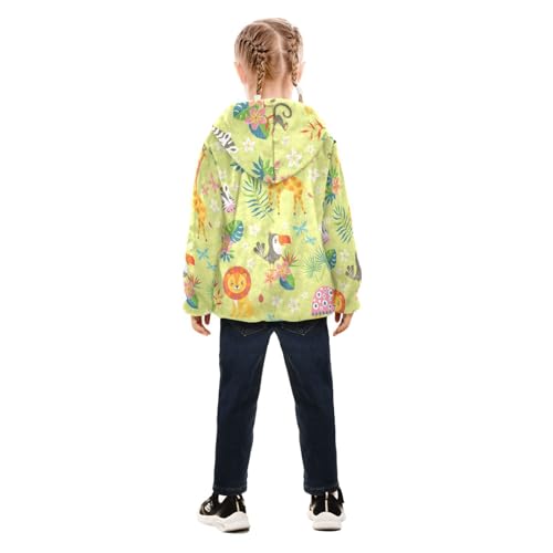 OTVEE Cartoon Tropical Animals Kids Hoodie Jacket Fall Spring Full Zip Warm Outwear Coat4