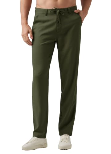 Image of Willit Men's Linen Pants Casual Lightweight Drawstring 29 inch 30 inch 32 inch