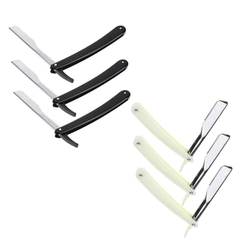 FOMIYES 6pc Vintage Manual Beard Trimmer Razor for Men Shaver Eyebrow Holder White Black