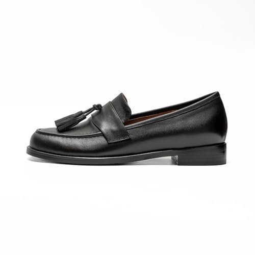 Image of ONEENO Women's Casual Flat Leather Tassel Loafer | Office Shoes