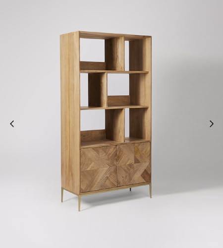 Image of Brisbane Solid Wood Bookshelf | Designer Floor Standing Bookcase |Book Rack Living Room, Home, and Office Library |Mango Wood,|Ideal for Home Decor
