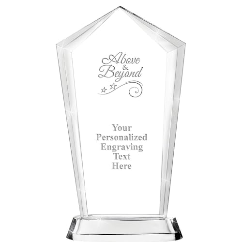 Crown Awards Personalized 12.20" Engraved Above and Beyond Skyscraper Crystal Award