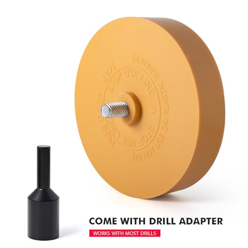 Image of FOSHIO Eraser Wheel for Drill, Decal Remover Wheel with Adapter, Razor Blade Scraper with 10pcs Plastic Razor Blades, Rubber Tool Kit for Remove Vinyl, Decal, Adhesive, Residue, Tape (Style 2)