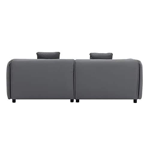 Merax Luxury Modern Style 2-Piece Upholstery Sofa Set With 4 Tossing Pillows For Living Room, 77.2 + 90.6 Inch Length, Grey #TOP6