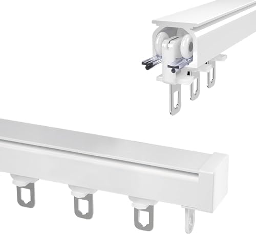 Heavy-Duty Aluminum Curtain Track System - 420cm Flexible Ceiling/Walls Mount Rail Kit for Easy Installation & Smooth Operation - Ideal for Curtains & Drapes, White