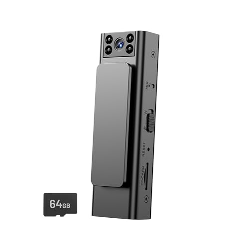 Caméra corporelle rotative 1080p avec clip et stockage 32 Go intégrés