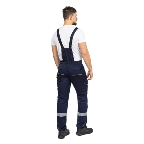 BWOLF Drift Arbeitslatzhose Männer Latzhose Herren Arbeitshose mit Latz mit Multifunktionstaschen, Ripstop-Gewebe mit vielen Taschen (Ref Blau, XL) – Bild 2