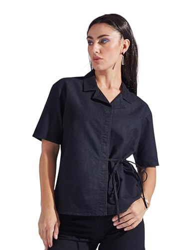 Image of Miss Chase Women's Round Neck Half Sleeves Cotton Lace and Pearl Detailing