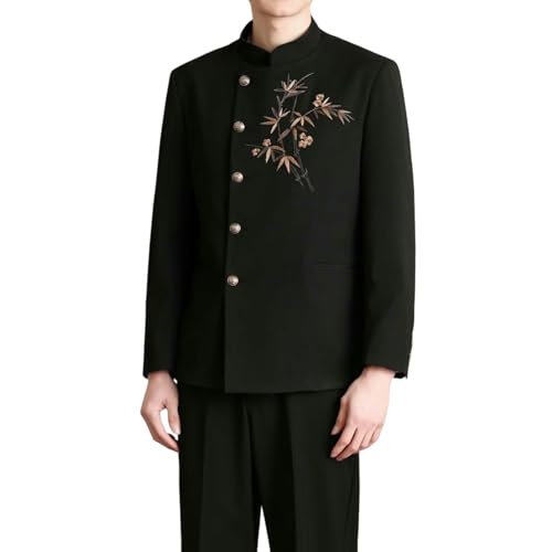 Blazer pour homme col montant veste de costume chinois Zhongshan veste noire ajustée