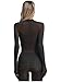 ranrann Womens Glossy See Through Gloved Shirts Top Sexy Long Sleeve Stretchy Shirt Pullover Tops Black One Size