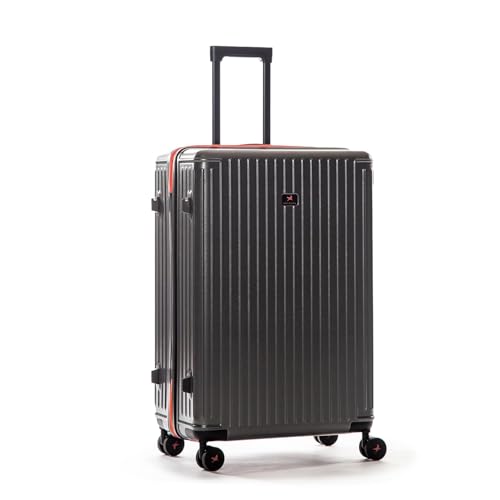 Image of Hard Polycarbonate Luggage Trolley Bag | 8 Wheels 360 Double Spinner | Telescopic Handle with Mobile Stand | TSA Lock with Sturdy Zipper | with 5 Years Warranty | Smoky Sky, Large - 74 cm