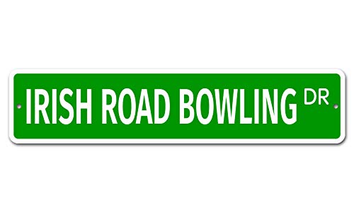 Panneau de rue en aluminium avec inscription « Irish Road Bowling » - 40 x 10 cm