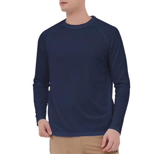 HYCOPROT Men's Rash Guard Shirts UPF 50+ Sun Protection Fishing Shirts for Men UV Long Sleeve Quick Dry Swim Shirt Running