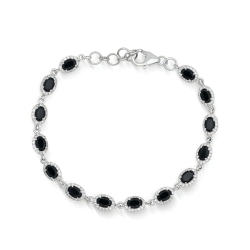 Bracelet rivière argent 925 et onyx noir fait main pour femme élégante