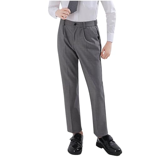 Boys Suit Pants Formal Flat Front Performance Ceremony Party Pants Kids School Uniforms Straight Leg Stretch Trousers
