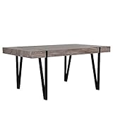  Beliani Mesa de Comedor con Tapa de Madera Oscura Patas de Horquilla de Metal Negro 150 x 90 cm Estilo Industrial Rectangular Adena