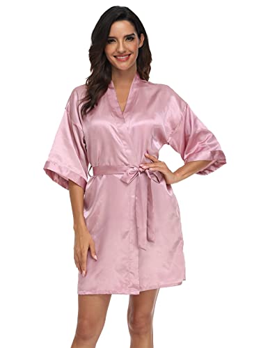 Image of Women's Pure Short Silky Robes Bridesmaid Bride Party Satin Robes Sleepwear