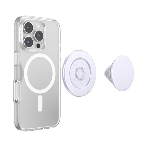 Image of PopSockets Phone Grip for MagSafe, Magnetic Holder, Phone Stand, Lavender - Iridescent White