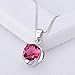 Produktbild N/C Silber Halskette 925 Sterling Silber Halskette mit 7mm runden Ruby Gem Anhänger Damen Hochzeitsfeier Zubehör