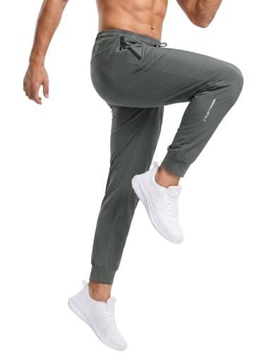 Image of Venzina Men's Quick-Dry 4-Way Stretch Joggers Tapered Fitness Pants with Ankle Cuff for Workout, Gym, Running &Casual Wear