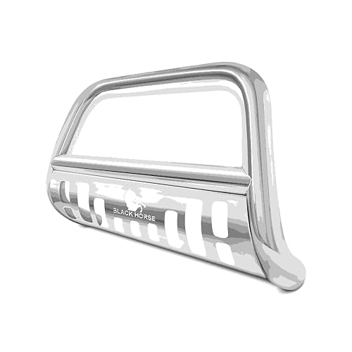 Image of Black Horse Bull Bar Skid Plate Stainless Steel Compatible with 07-14 Escalade ESV /EXT|07-18 Silverado /Sierra 1500|19-21 Silverado 1500 LD|07-14 Suburban 1500|07-20 Tahoe|15-20 Yukon-XL-BB037411-SP