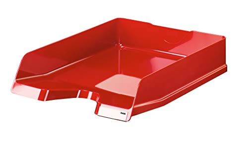 HAN Viva - Bandeja para cartas (DIN A4/C4, apilable, con clip, brillante, 5 unidades), color rojo 5er Pack