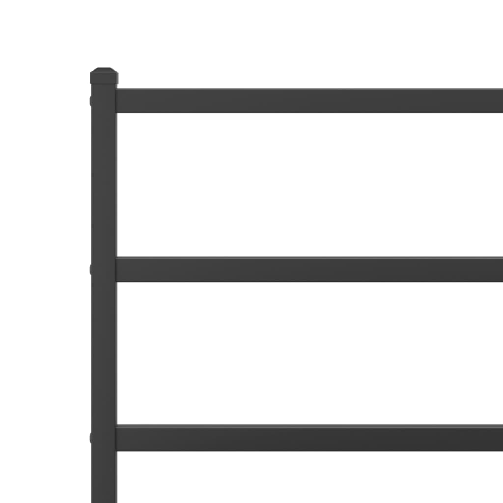 Black Metal Bed Frame 160x200 cm with Headboard & Footboard | Includes a steel slatted platform and under-bed storage space, suitable for bedrooms and guest rooms.