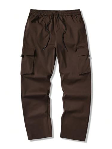 Floerns Men's Drawstring Waist Flap Pockets Cargo Pants Straight Leg Street Casual Pants3