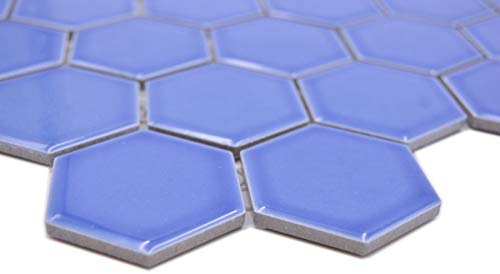Mosaico de cerámica hexágono, color turquesa brillante, azulejos de mosaico para pared, cocina, baño, MOS11H-6501_f