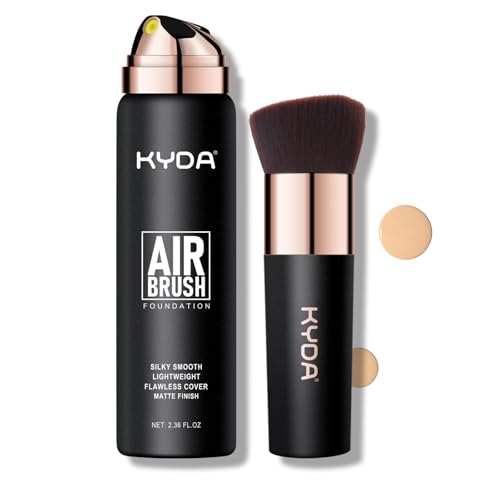 KYDA AirBrush Foundation Spray, Silky Foundation Mist Makeup, Flawless Coverage for Smooth Creamy Nude Finish, Breathable Blendable Lasting Formula, Moisturizing Makeup Primer-310 Sunny Beige