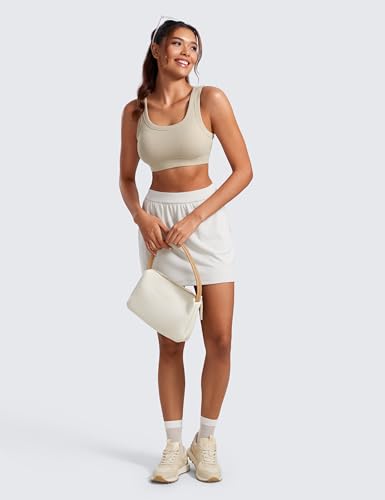 Image of CRZ YOGA Ribbed U Neck Sports Bras | Medium Support, Removable Pads, Casual, Wide Straps, for Women