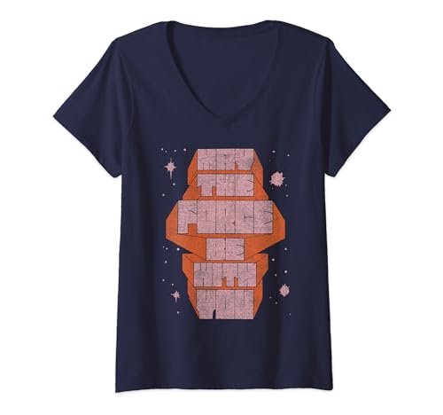 T-shirt Star Wars rose col V pour femme avec inscription May The Force Be With You block text