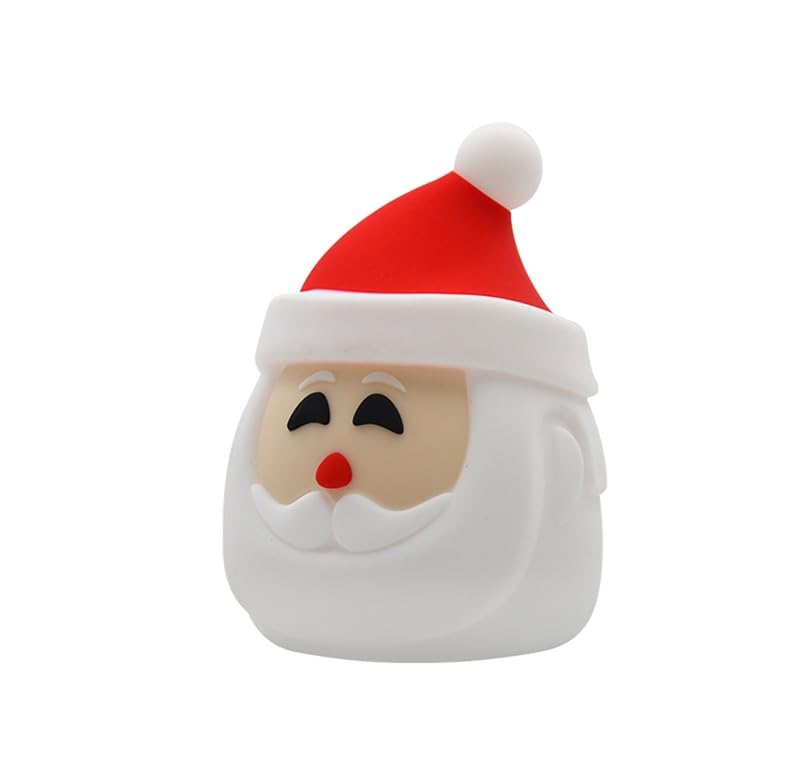 Omana Christmas Tree Night Light Cute Santa Silicone LED Bedside Touch Lamp Rechargeable Dimmable Breastfeeding Tap RGB Kids Children Bedroom (SiliconeSanta1) — image 1