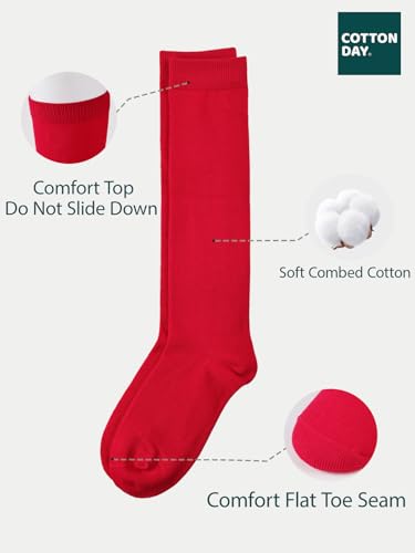 Image of COTTON DAY Kids Girls Unisex Knee High School Dress Socks Seamless Toe 3 Pack Black White Gray Navy Blue