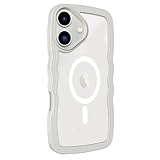 iPhone16 対応 ケース カバー アイフォン16 いpほね16 iPhone 16 マグセーフ対応 ウェーブ うねうね ニュアンス パステルカラー 背面クリア 透明 推し活 アレンジ ステッカー カスタム シンプル ホワイト ip16-a-554