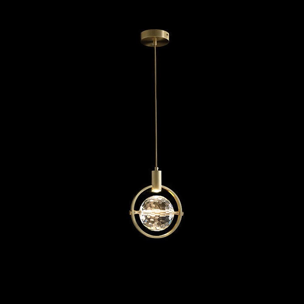 Lampe à suspension gain de place pour petite chambre avec abat-jour globe cristal