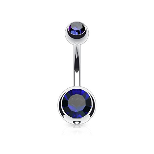 Preisvergleich Produktbild PunkJewelry Piercing Titan Barbell Bauchnabelpiercing Duo Titan Farbe- Blau