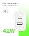 Belkin Dual Port Charger Block 42W, USB-C + USB-A Charger - Super Fast Charging - Samsung Galaxy S25, Apple iPhone 17, Air, Pro, Pro Max, iPad, MacBook, Google Pixel, Nintendo Switch 2 & More - White