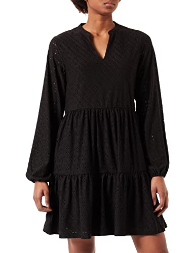 Vila Damen Vikawa L/S Dress/Su - Noos Kleid, Schwarz, L EU