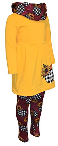 Image of Unique Baby Girls Kids Toddler 3pc Outfit Set Long Sleeve Stretch Tunic Top Leggings and Scarf