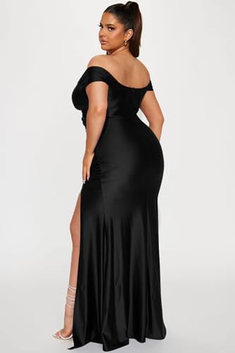 Memoriesea Women's Sexy V Neck Sleeveless Off Shoulder High Split Cocktail Party Maxi Dress4