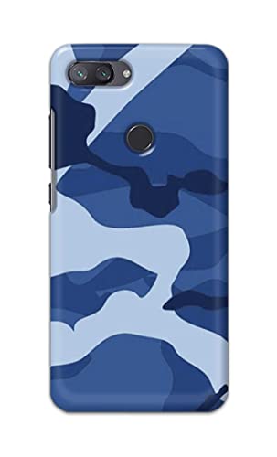 Image of Printed Hard Back Cover Case for Mi 8 Lite | Mi 8 Youth | Mi 8X Back Cover (Army Blue Pattern) -702