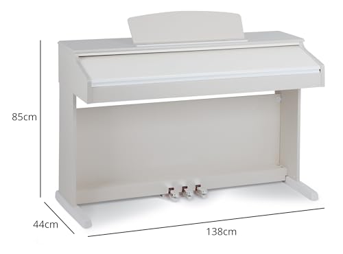 Classic Cantabile DP-50 Piano digital 88 teclas con mecanica martillo - Teclado electronico USB, 32 polifonía y funcion Twin-Piano - Organo musical para ninos - Set con banqueta y auriculares - Blanco