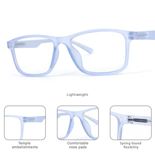 Image of UV Protection Glasses Blue Cut Blocking Harmful Rays Glasses for Men & Women Zero Power Computer Specs Eye Protection Lightweight Frame with Case & Cleaning Cloth