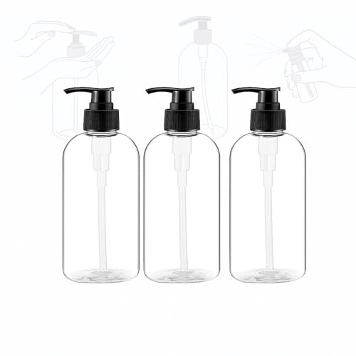 Image of Prakash 500ML Transparent Empty Bottle (Pack of 3) Portable Clear BPA-Free Cylinder Shampoo Lotion Hand Pump Bottle Durable Refillable Containers for Massage Oil, Liquid Soap