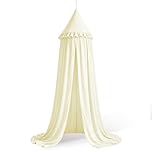 HOTUT Kids Bed Canopy with Ruffles,Round Dome 240cm,Girls Mosquito Net,Nursery Room Decoration,Bed Kids Tents Nursery Room Baby Bed,Children Reading Nook Decoration,for Boys & Girls(Beige)