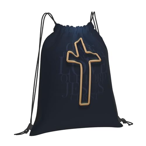 Christian Jesus Cross Drawstring Backpack Sports Bag Gym Sackpack Easter Holiday String Bags for Men Women2