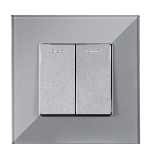 Navaris Interrupteur d'éclairage - Interrupteur double allumage encastrable design en verre trempé avec applique murale - Bouton allumé éteint pour lampe lumière